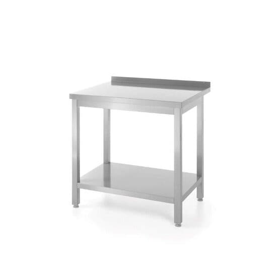 Masa de lucru profesionala, din inox AISI 430, pentru perete, cu polita, 1200x600x(H)850 mm