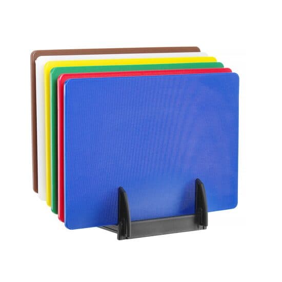 Set 6 placi de taiat HACCP cu suport, 6 buc., 450x300x(H)10mm
