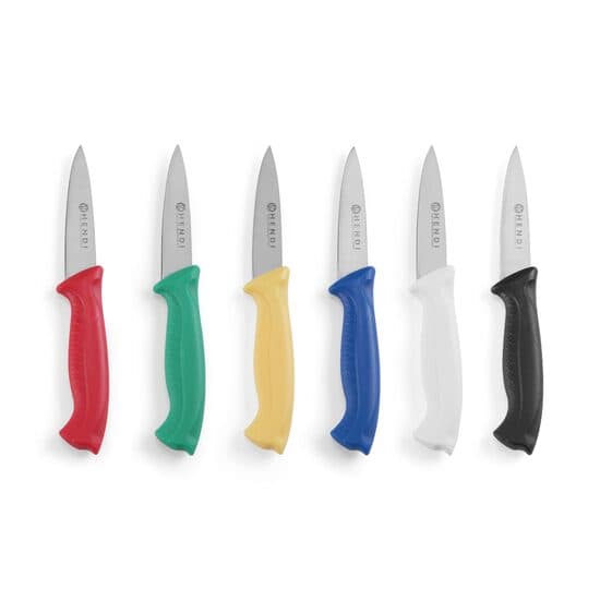 Set de 6 cutite medii bucatarie profesionale, certficate igiena HACCP, Hendi, lama 80 mm, lungime totala 185 mm