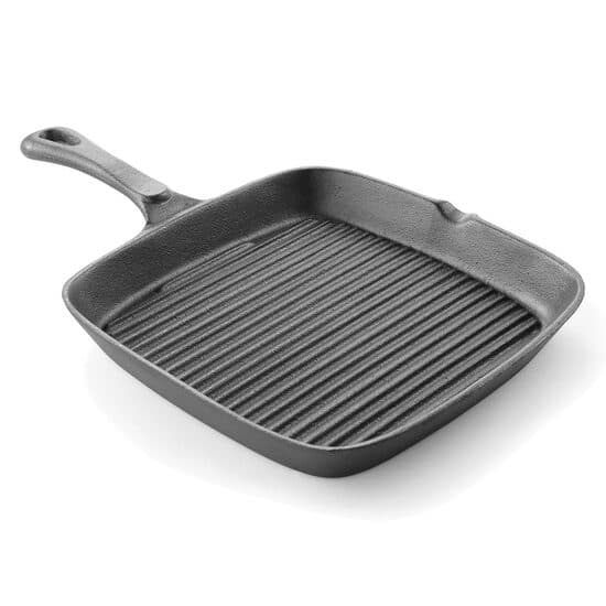 Tigaie profesionala grill din fonta, 230x230x370x(H)25 mm